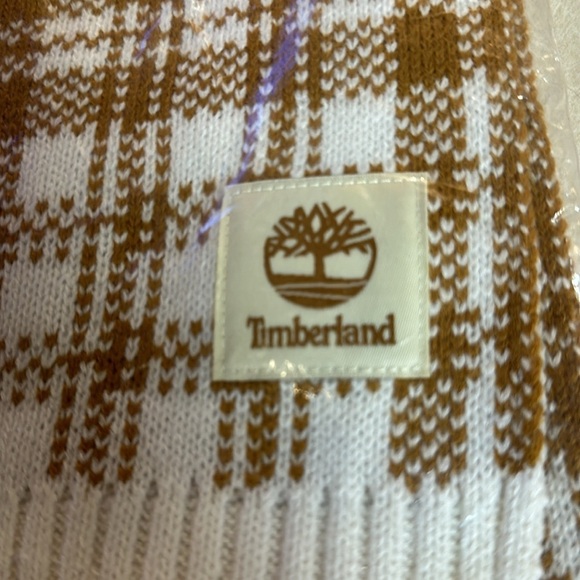 Timberland Buffalo Plaid Wheat Gold/White Women’s Scarf NWT - Picture 6 of 10